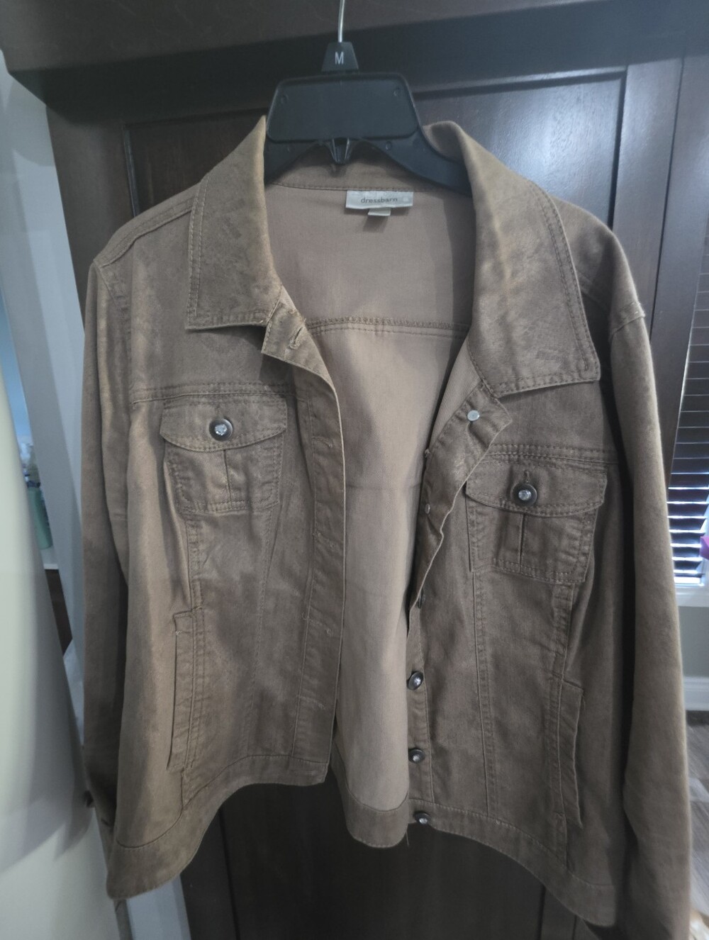 Caslon Brown Jean Jacket with Button-Front